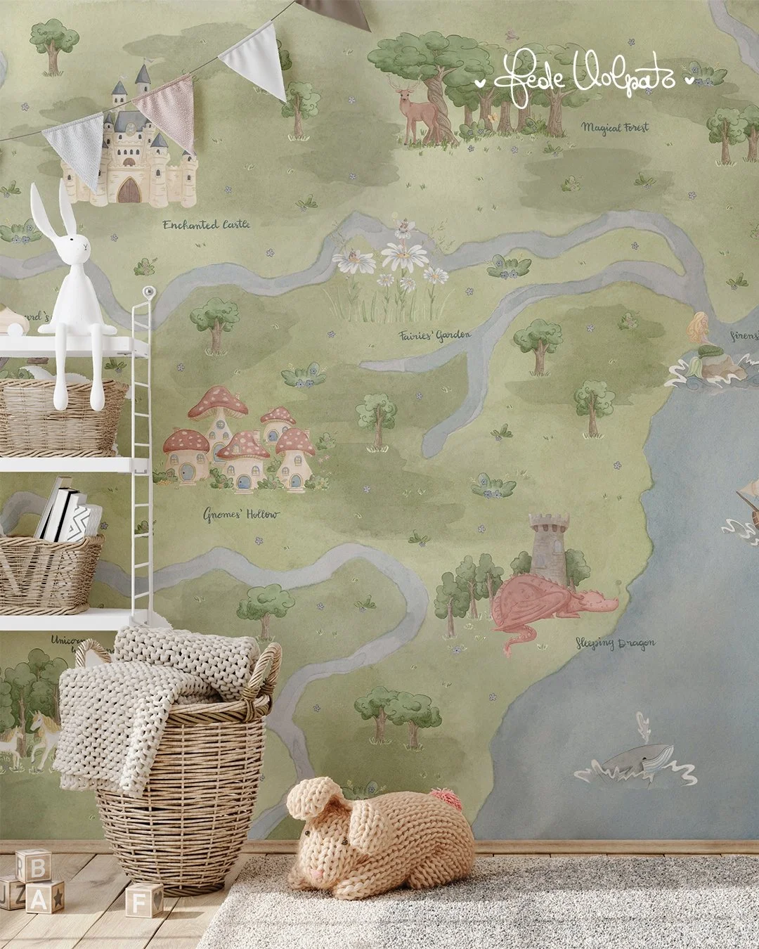 A quiet little room where imagination can grow every day. 🦄 

With Wonder Way on the wall, the space becomes more than a bedroom: it becomes a gentle world of stories, wonder, and calm. A place where children can play, dream, and feel safe, surround