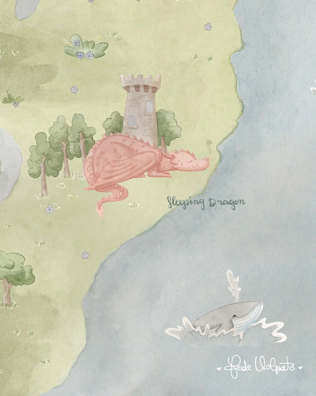 Detail by detail, this is Wonder Way. ✨ 

Every corner of the mural was designed to feel soft, calm, and quietly magical: small scenes that invite children to pause, imagine, and invent their own stories. From the sleeping dragon to the magical fores