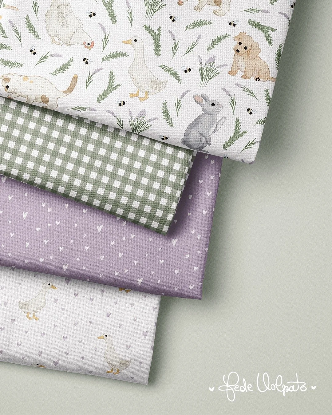 Stharing this sweet Provence collection again after a while 💜

Soft greens, lilac touches, little geese, hearts, lavender and tiny puppies&hellip; a gentle, timeless mood inspired by the countryside. 🐰

It&rsquo;s been quiet in my portfolio, but it