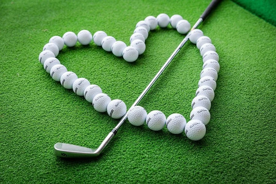 Heart made out of golf balls