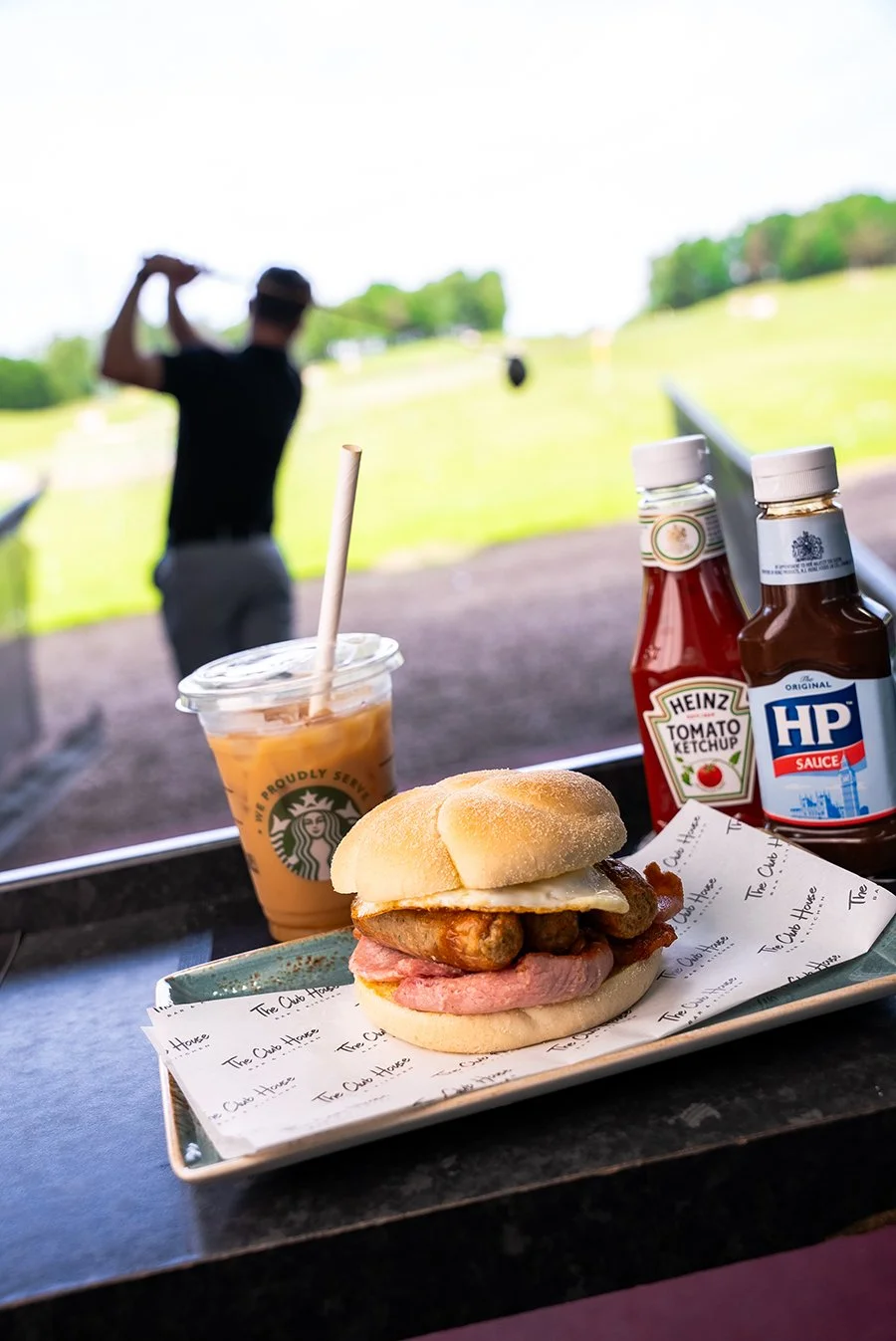 Breakfast Barm, Starbucks and Golfer