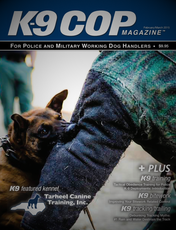 Print magazine cover highlighting K-9 COP Magazine Training the Bark Alert for Police Service Dogs.