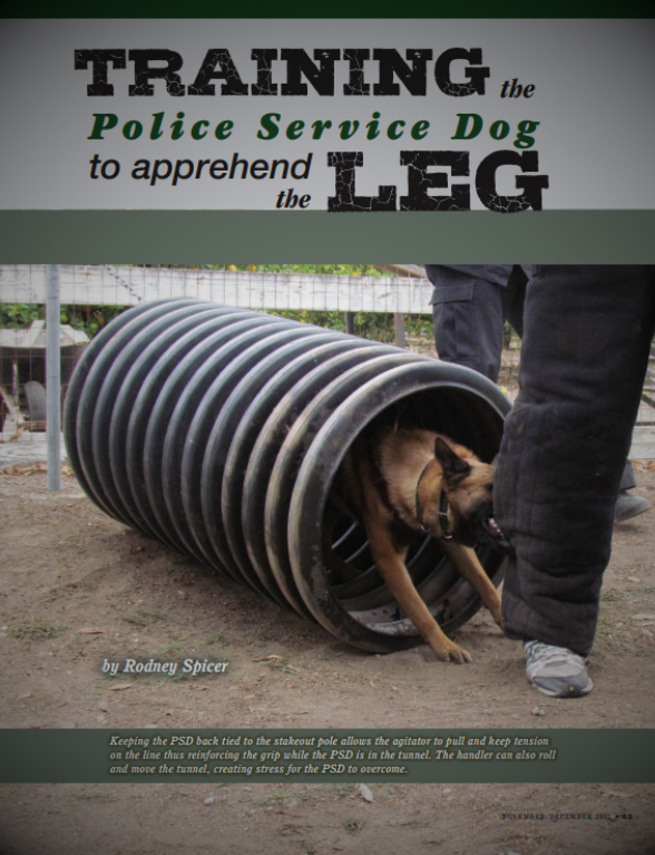 Magazine cover featuring K-9 COP Training the Police Service Dog to Apprehend the Leg.