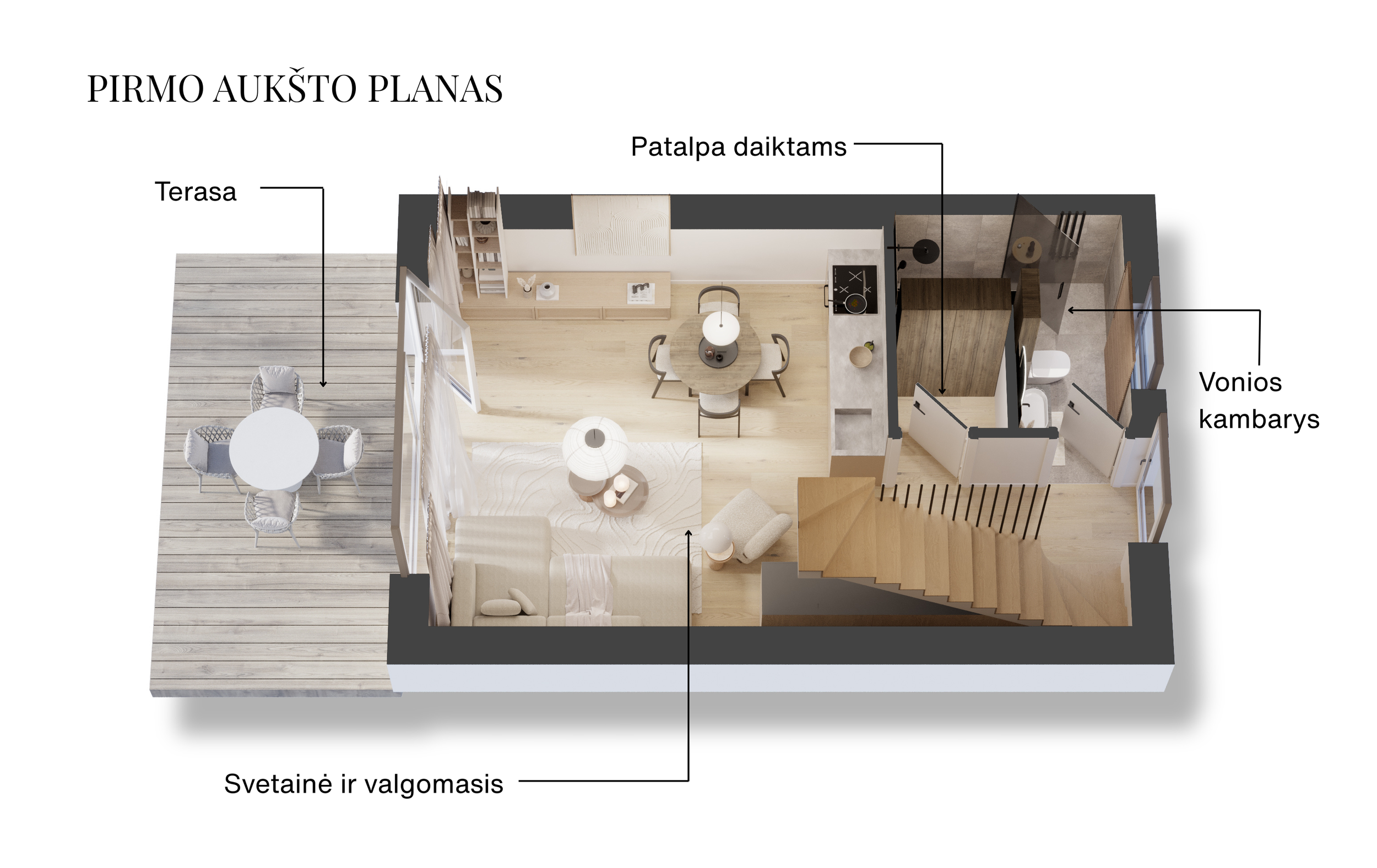 DUNES 8 Monciškės - pirmo aukšto planas