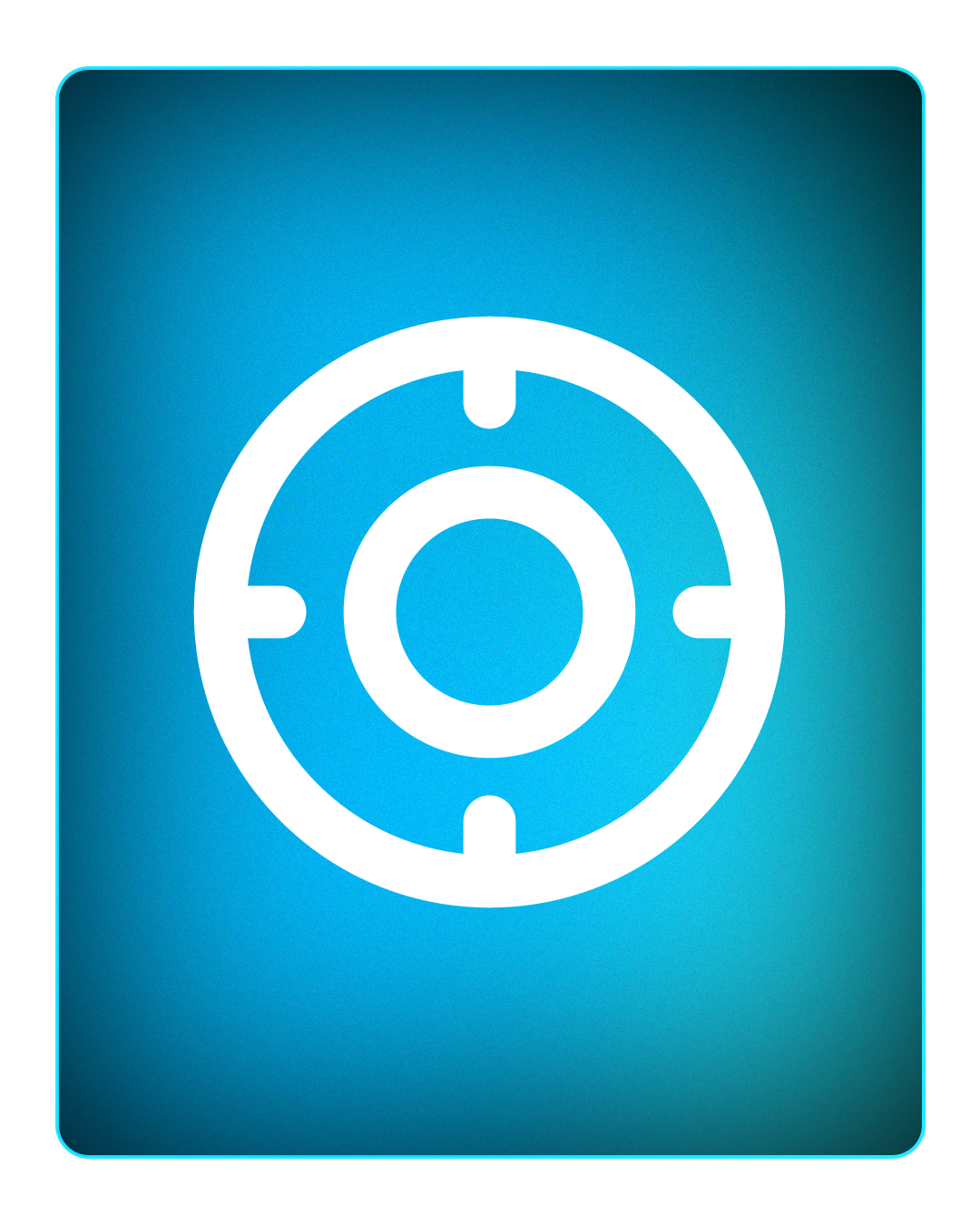 Icon representing a mounting or docking station, with concentric circular shapes and notched sections.