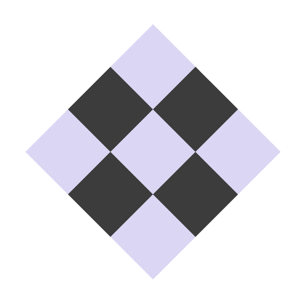 Checkered pattern of black and light purple squares aligned diagonally on a black background.
