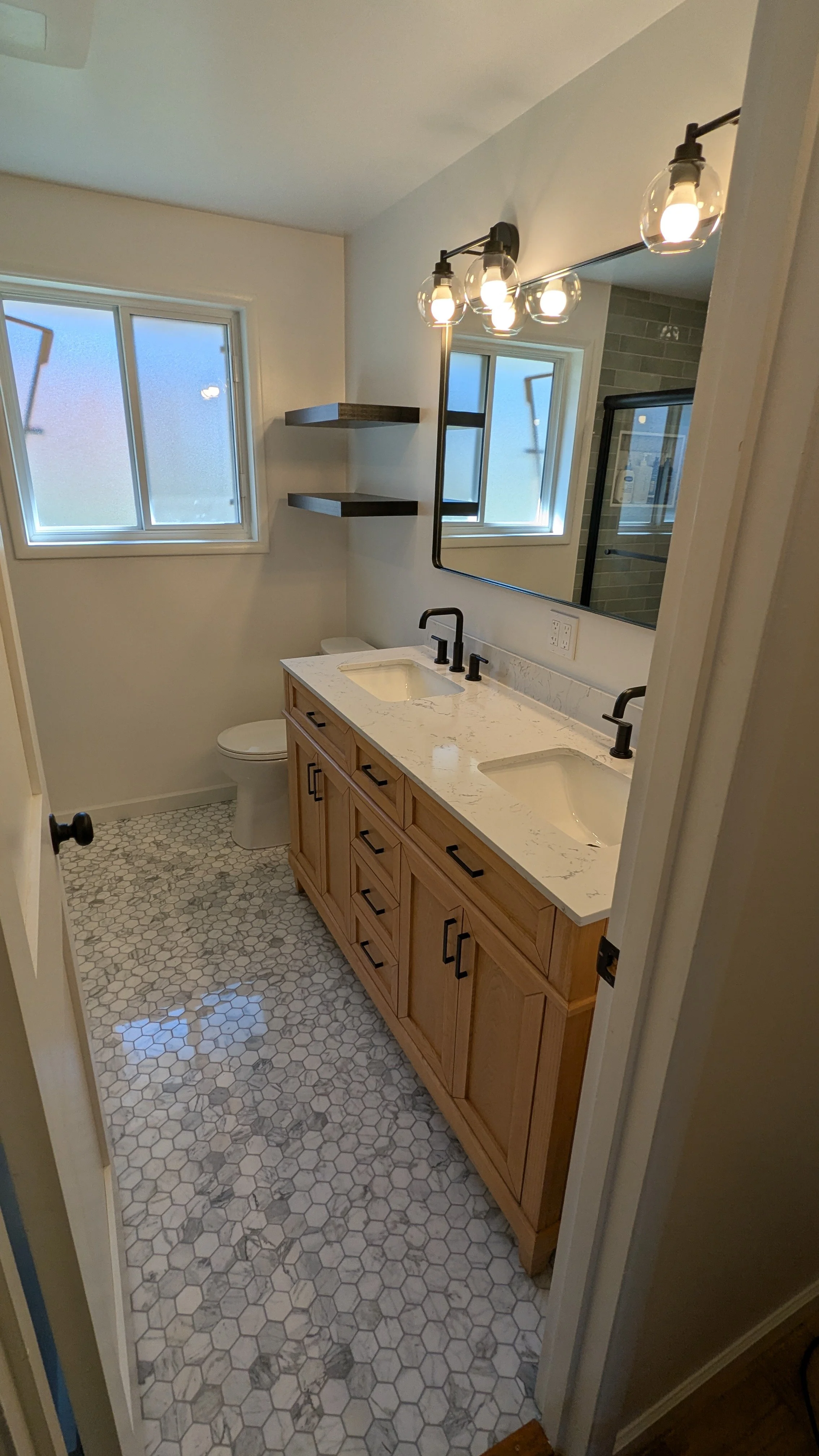 The new flooring really makes this this Bellevue area remodel stand out. 