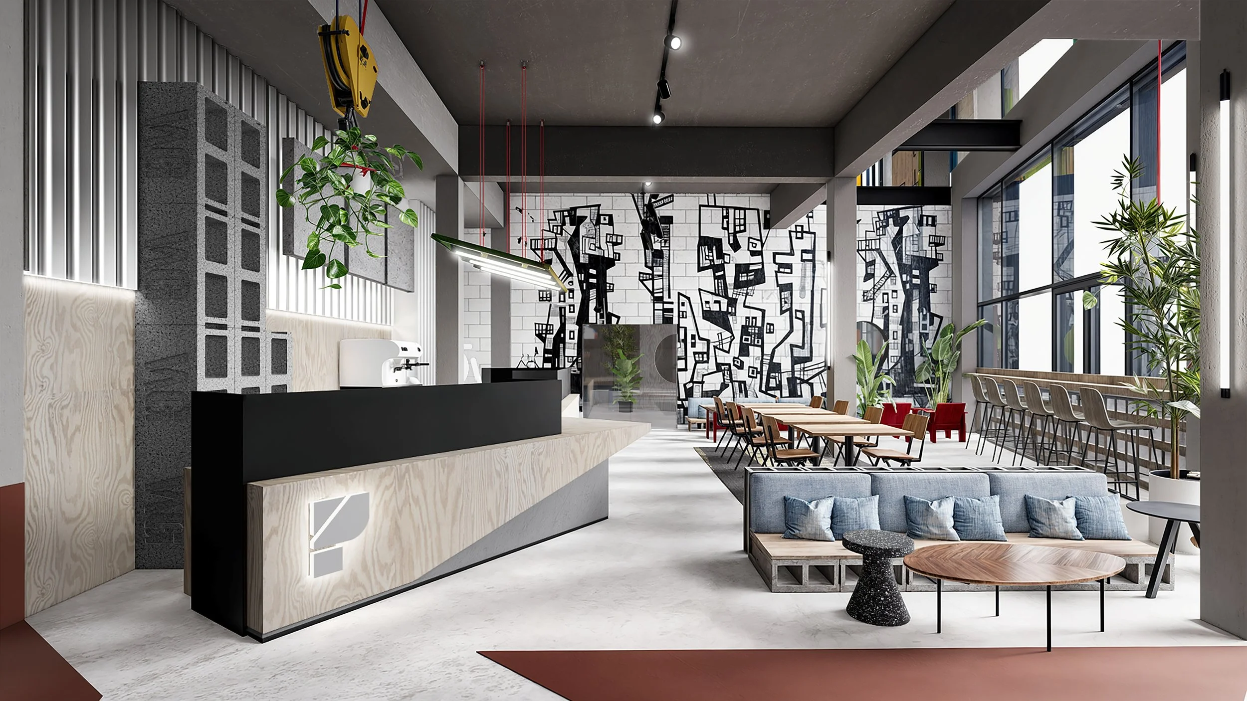 Parthian Climbing Gym London Cafe lounge with supergraphic.jpg