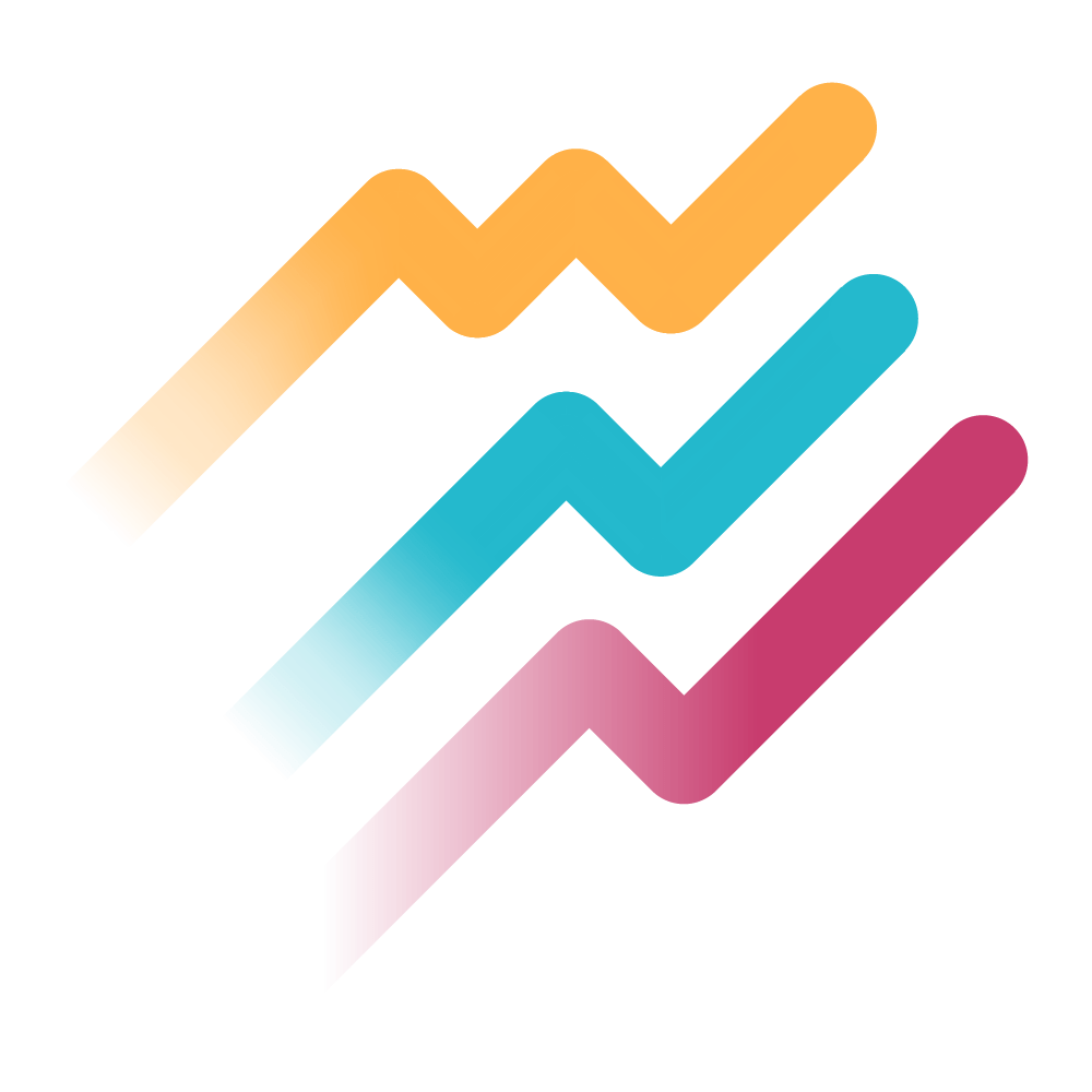 Graphiques de croissance colorés superposés sur fond noir.