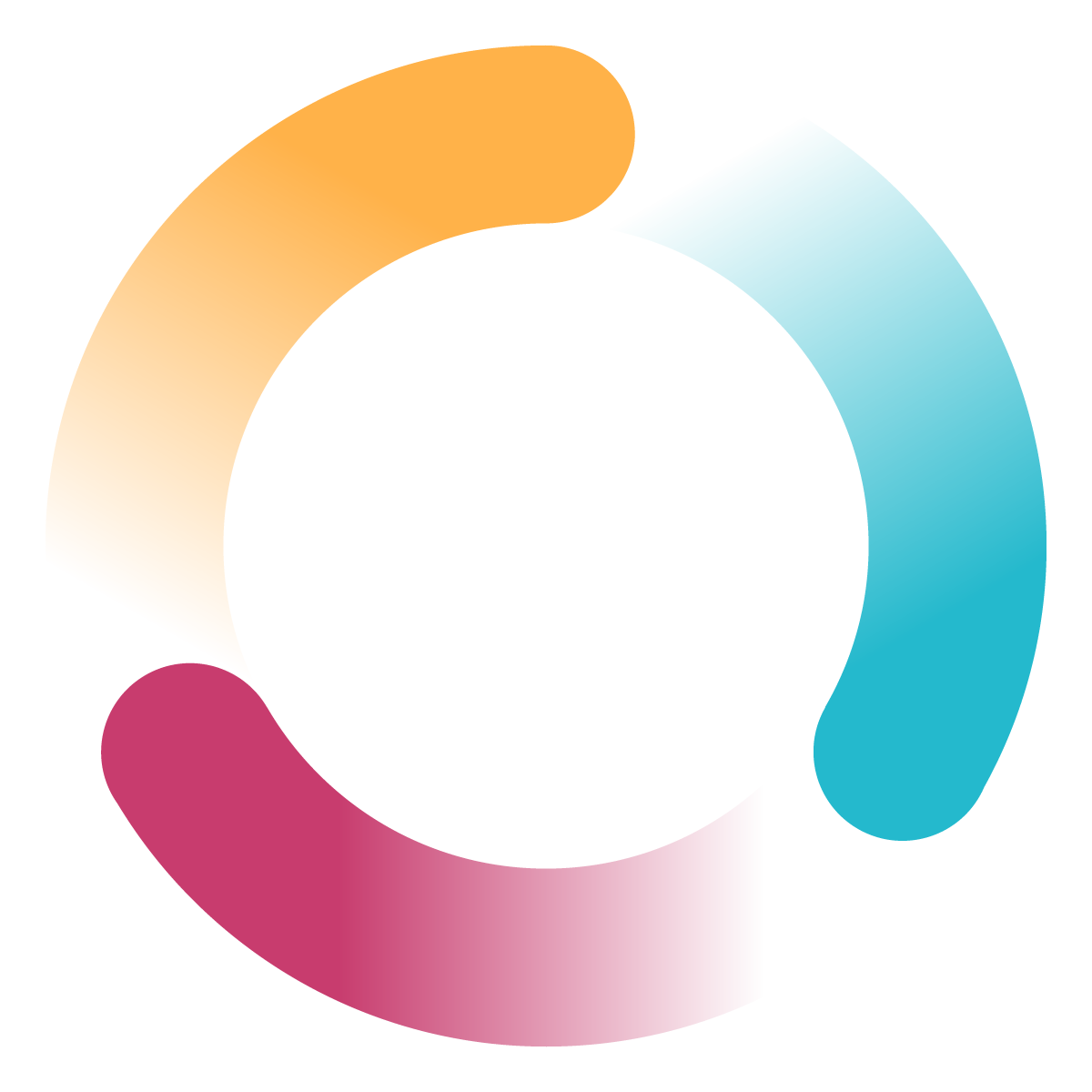 Diagramme circulaire coloré avec des segments en orange, bleue et mauve représentant des proportions ou des statistiques.
