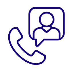 Icône représentant un téléphone avec une silhouette de personne et une bulle de dialogue