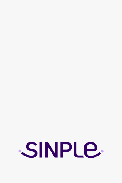 Logo de la marque Sinple avec le nom en violet et une ligne courbe en dessous.