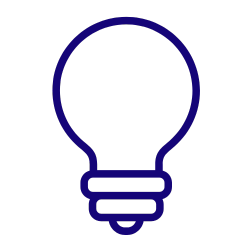 Une illustration d'une ampoule électrique en ligne bleue sur fond noir.