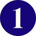 Un cercle bleu avec le numéro 1 blanc au centre.