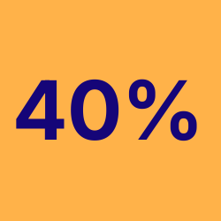 Pourcentage de 40% affiché en texte gros et en couleur noire sur fond orange.