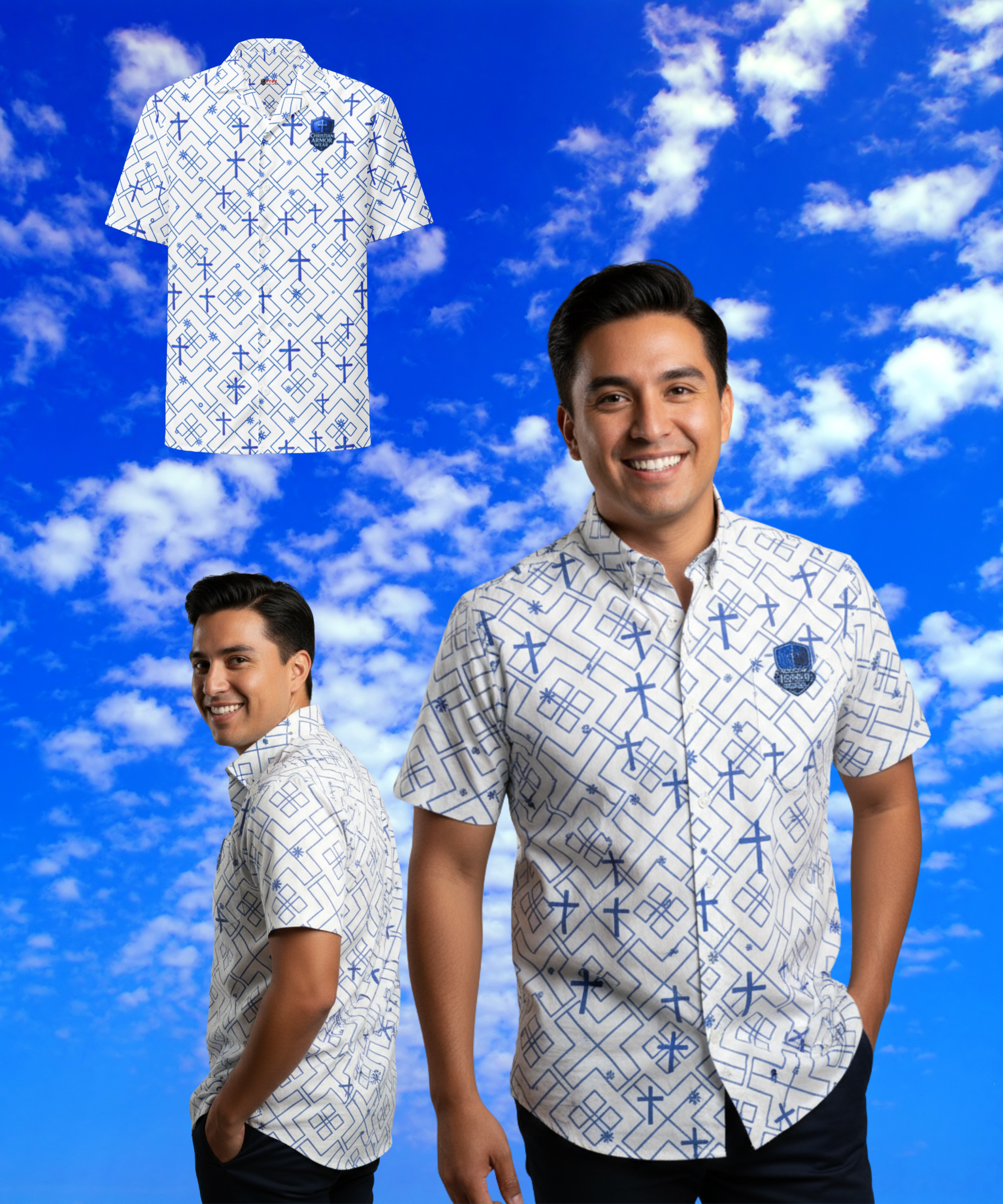 Cross Pattern Button Shirt