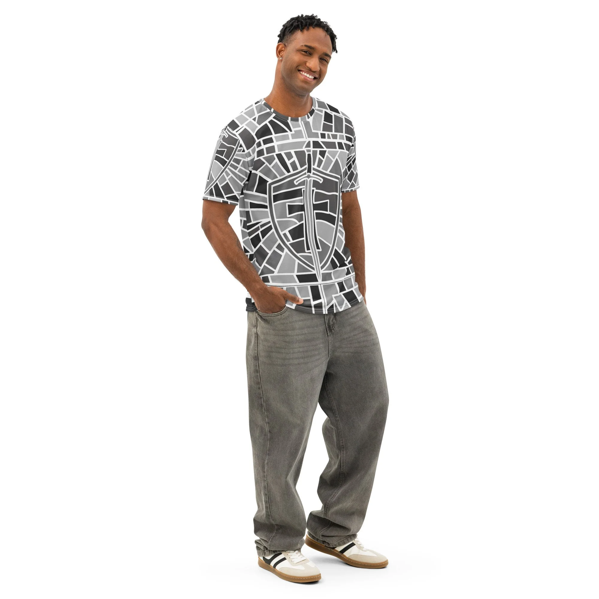 Men’s Cotton Shield and Cross Crew Neck T-Shirt