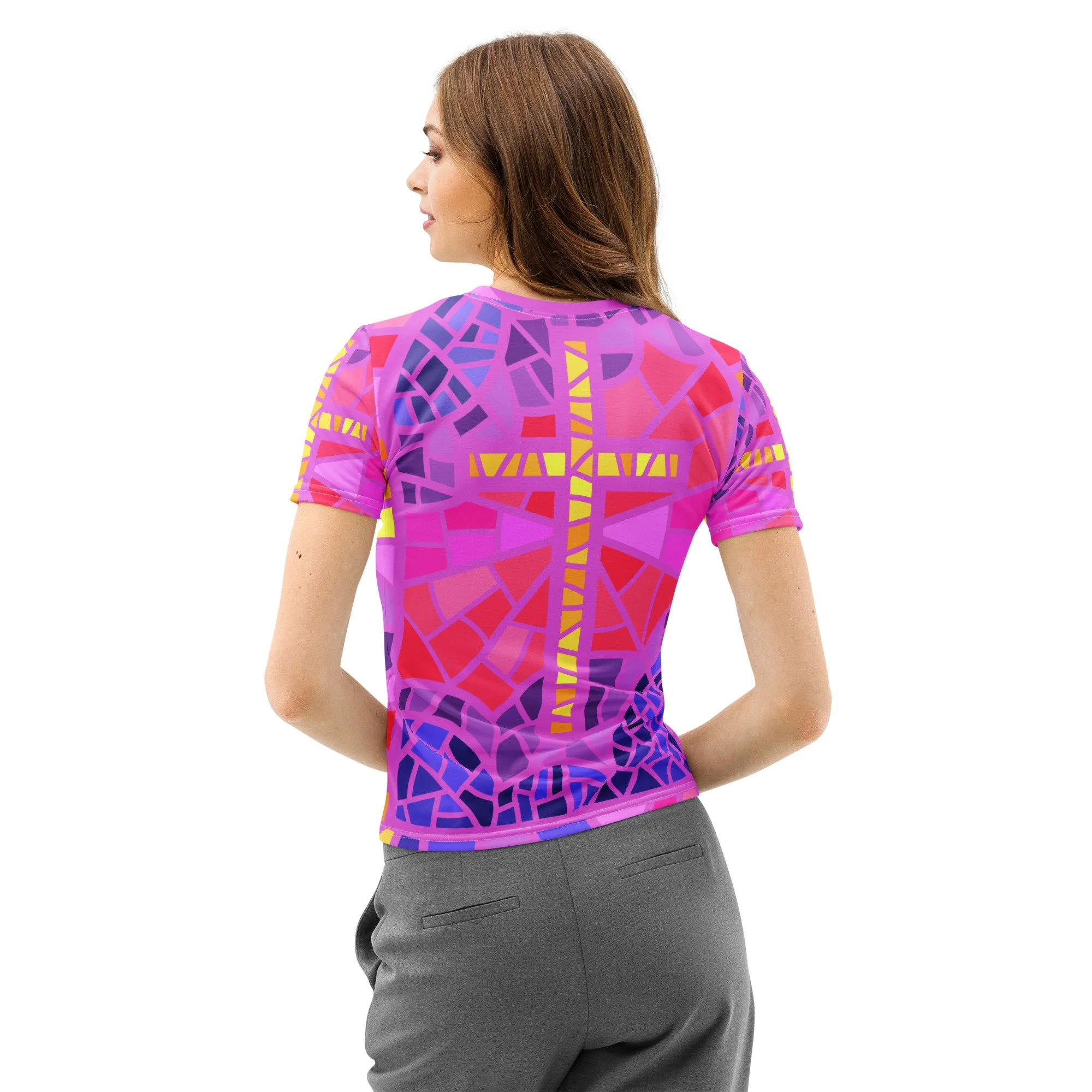 Women’s Cotton Color Cross Crew Neck T-Shirt