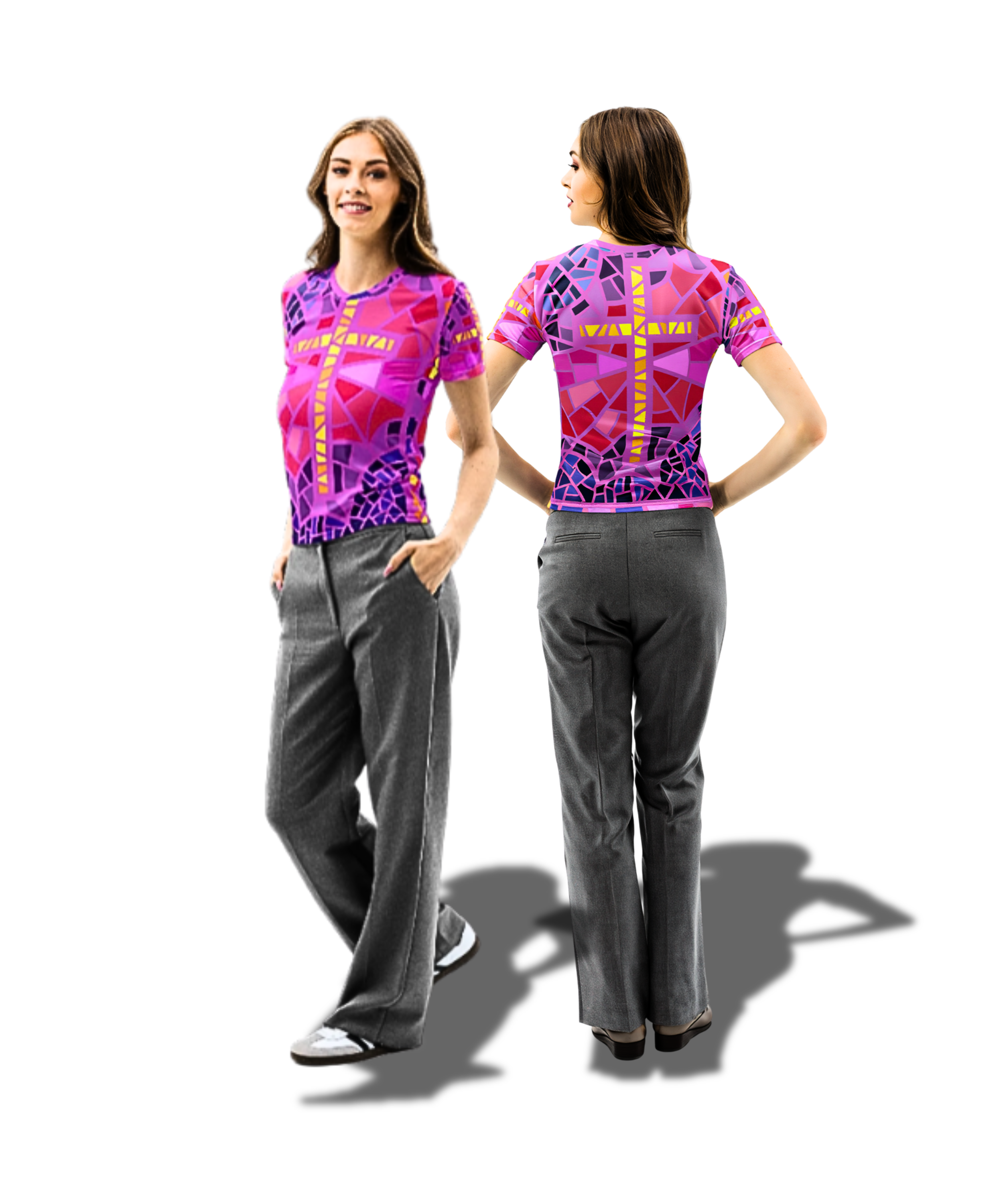 Women’s Cotton Color Cross Crew Neck T-Shirt