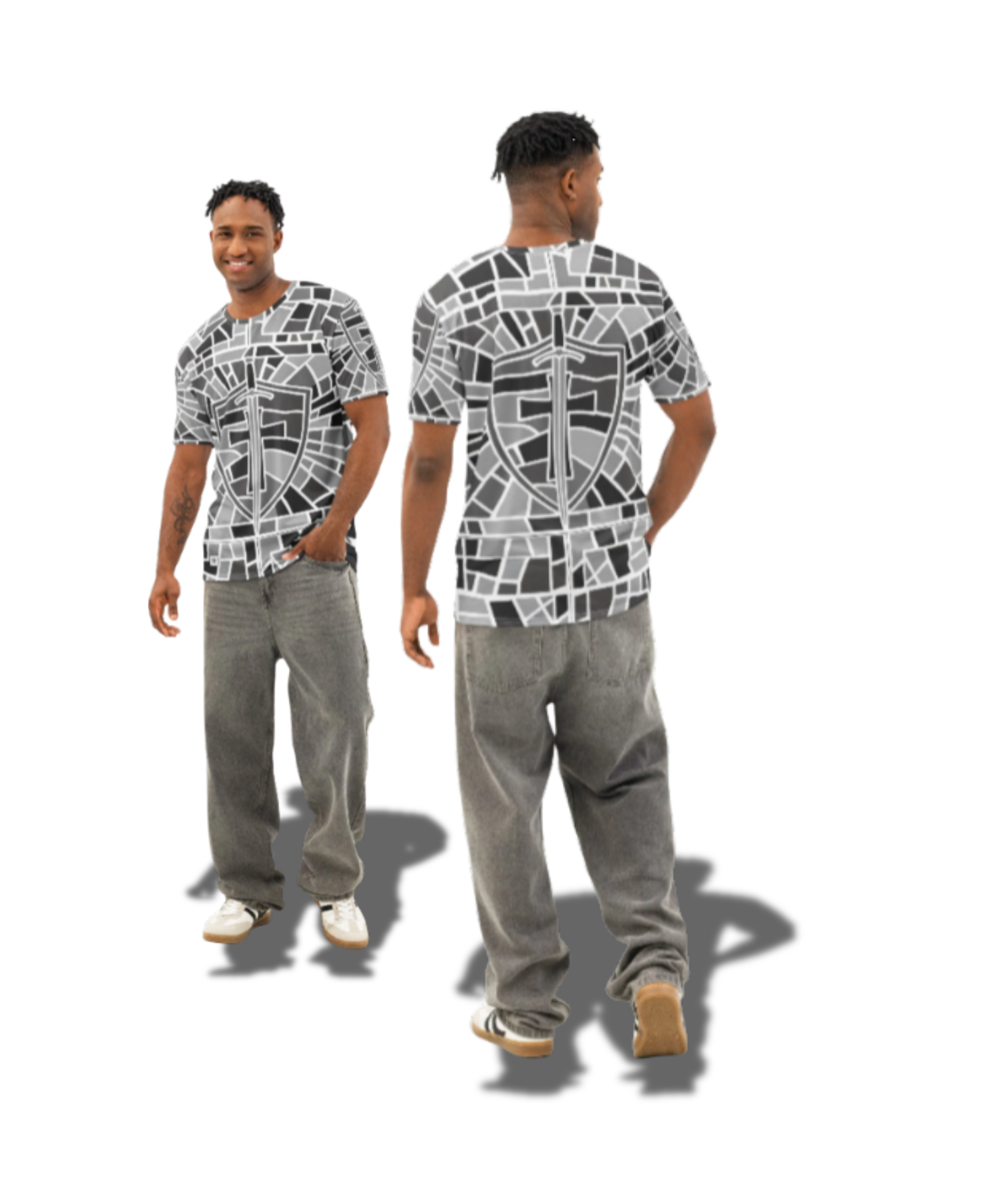 Men’s Cotton Shield and Cross Crew Neck T-Shirt