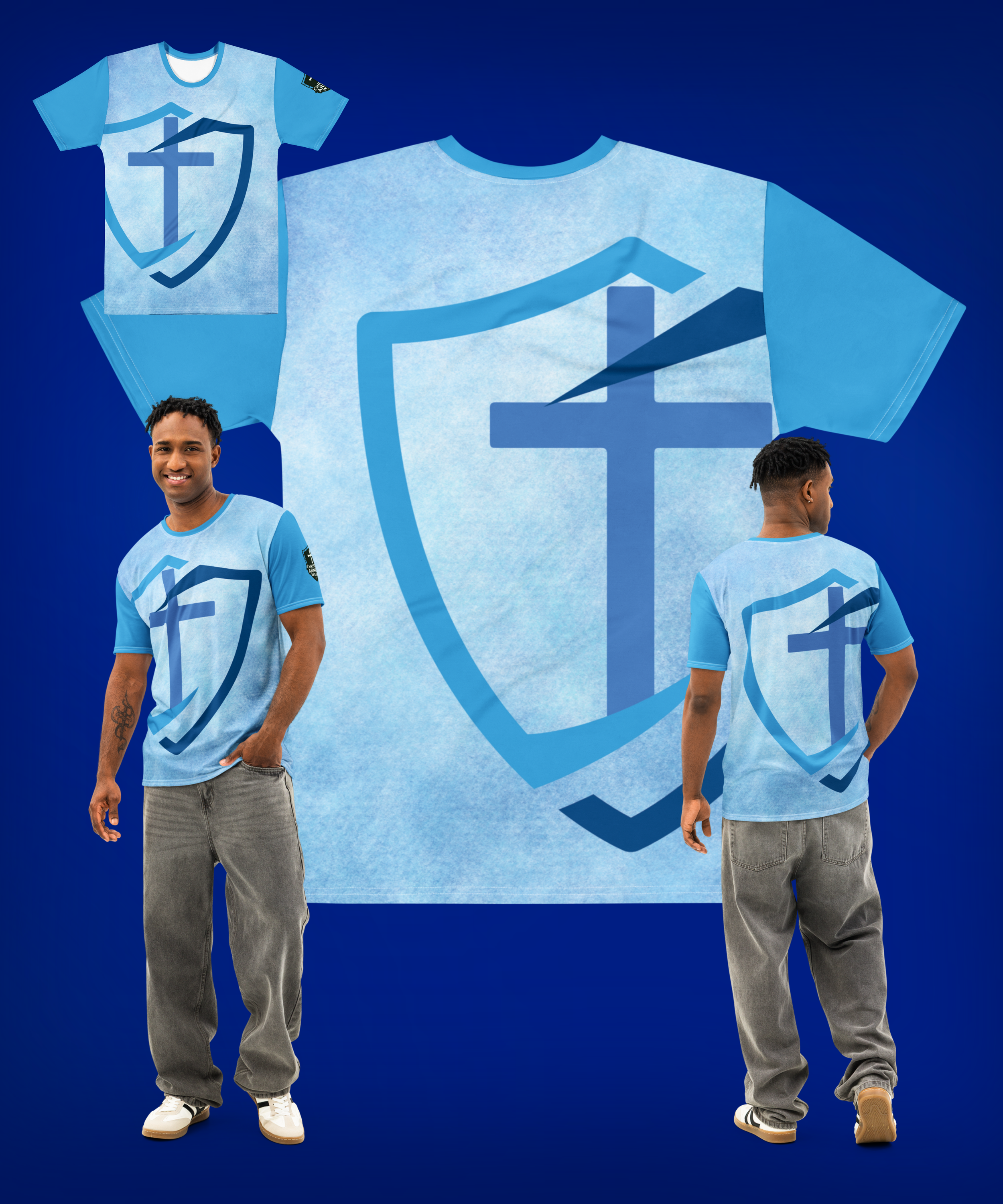 Shield And Cross Men’s Cotton Crew Neck T-Shirt