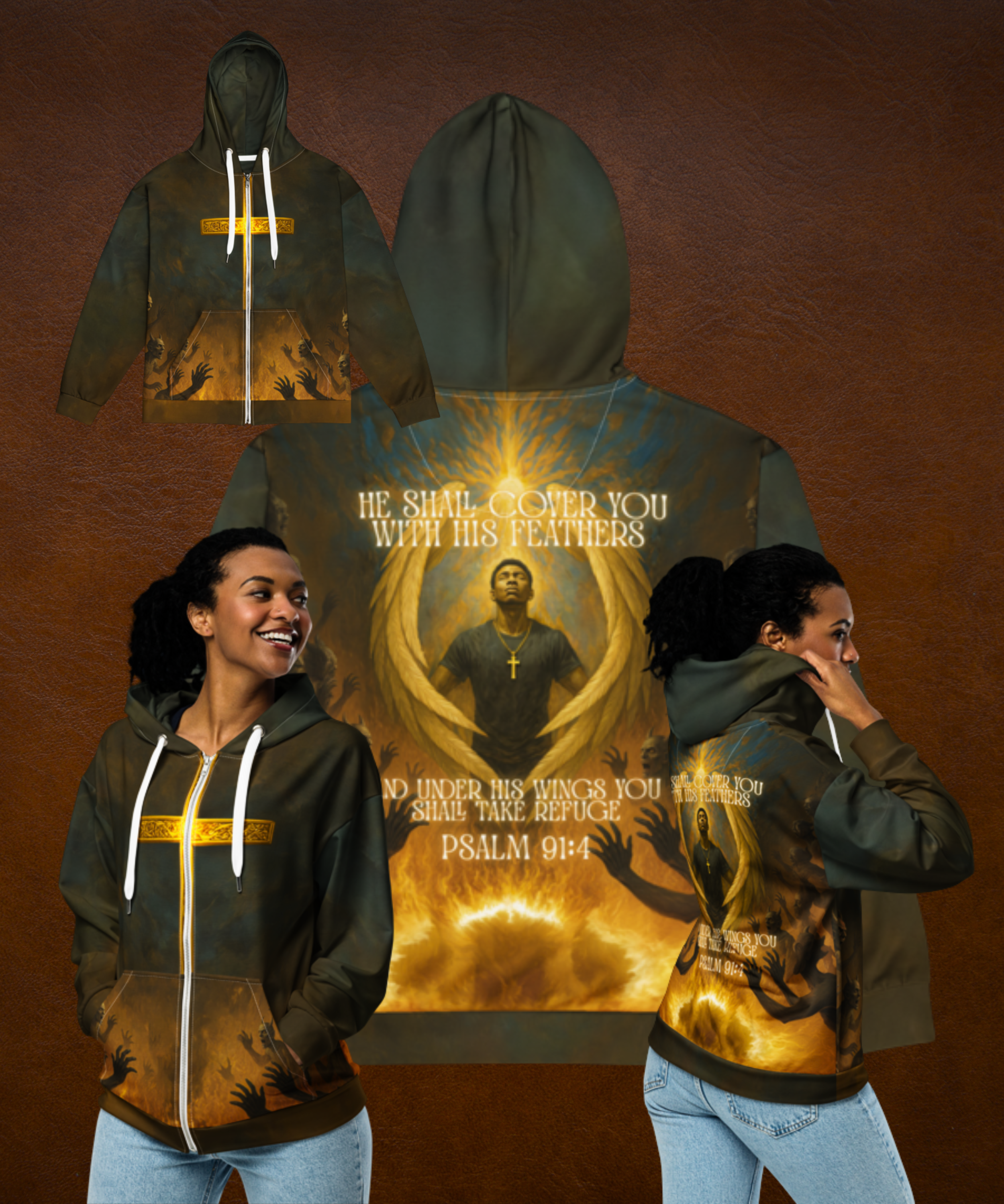 Psalm 91:4 Zip Hoodie