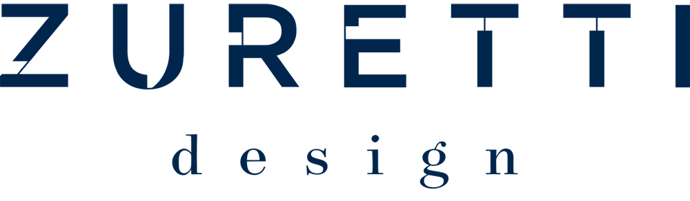 Logo de la société Zuritti Design en texte bleu sur fond blanc.