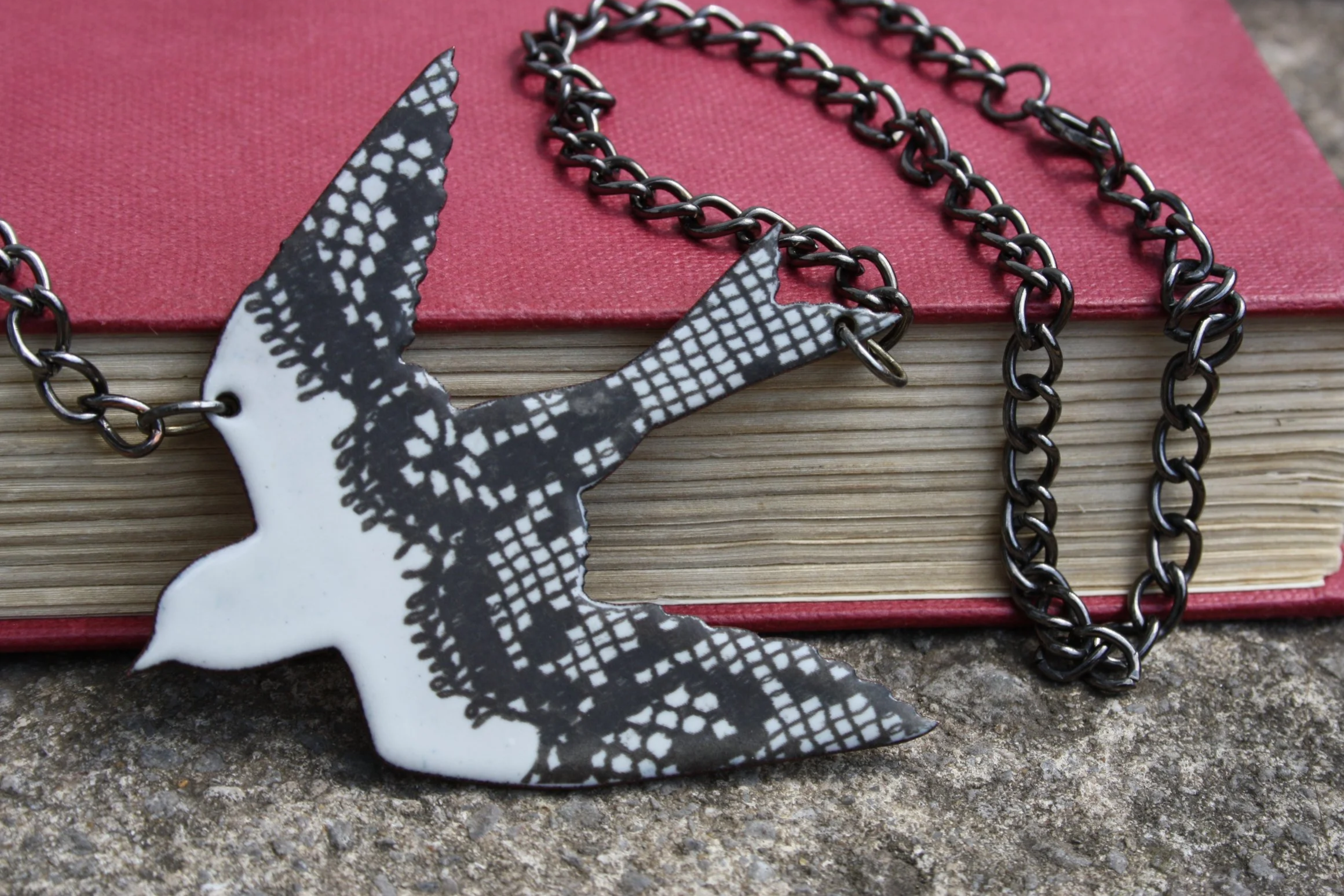 Kiln fired vitreous enamel, copper and fired ceramic decal.