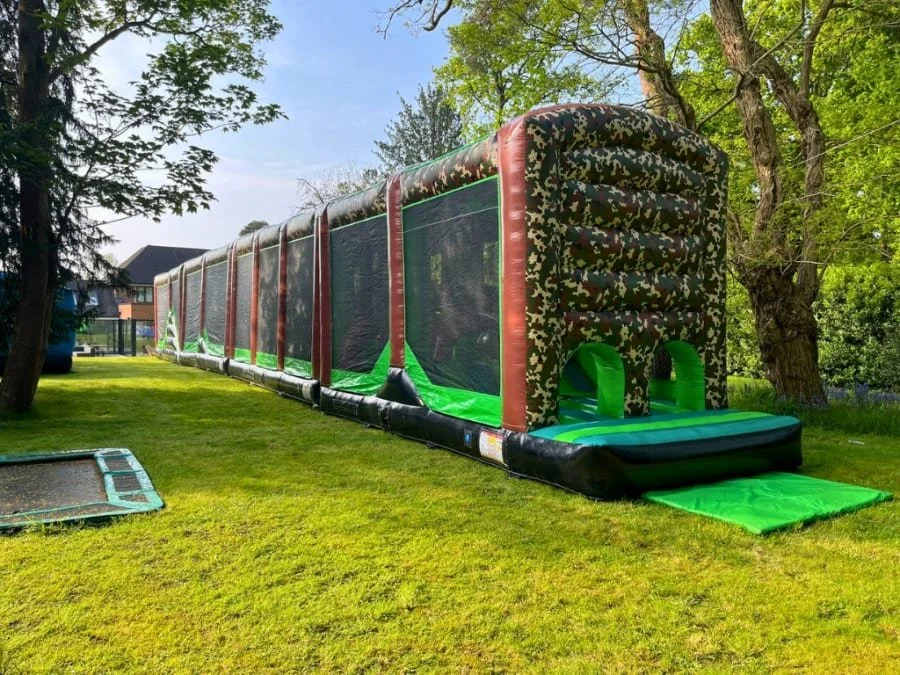 Picture of a 100ft inflatable army assault course for hire