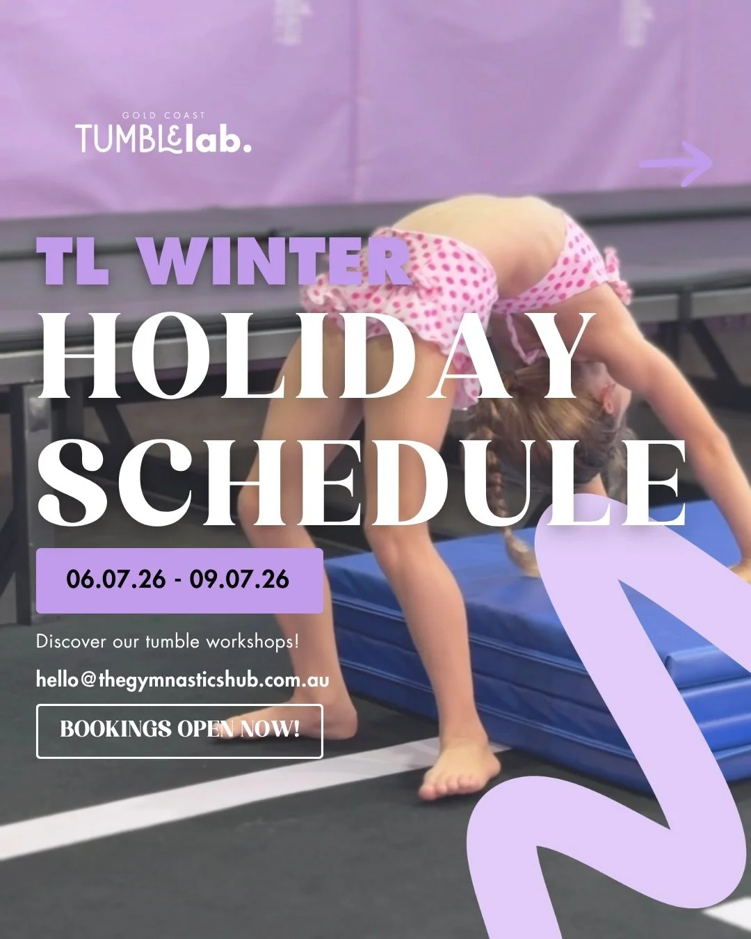 Our Tumble Lab Winter Workshops are officially open! ❄️💜

Running 6&ndash;9 July, we have a packed week of tumbling workshops designed for cheerleaders, dancers and gymnasts who are serious about improving their skills 💫 

With small group sizes an
