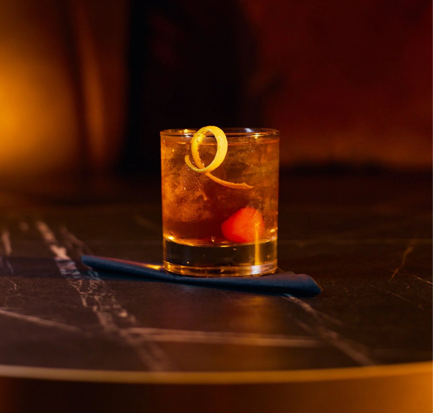 A classic old fashioned cocktail
