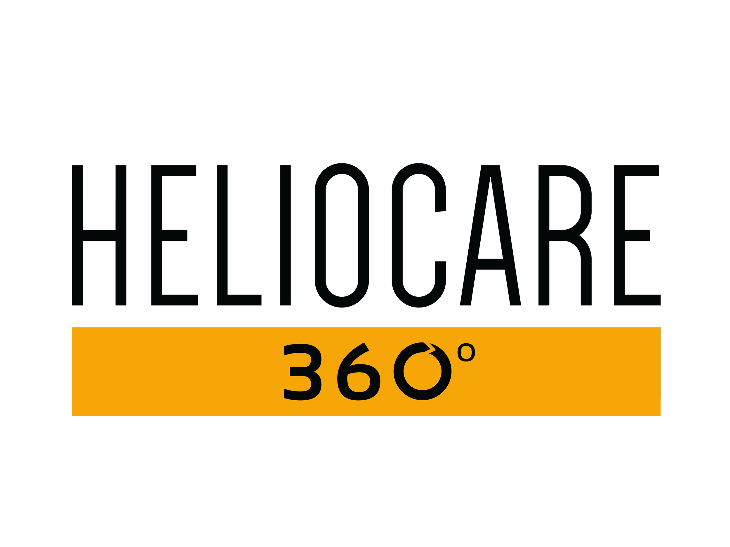 Logo for HelioCare 360°, featuring the brand name and a yellow rectangle with '360°' in black.
