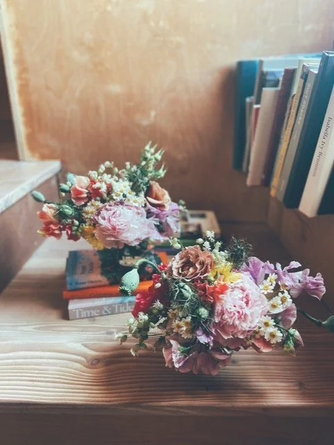 June Bridesmaids bouquets in fruity bright colours 
