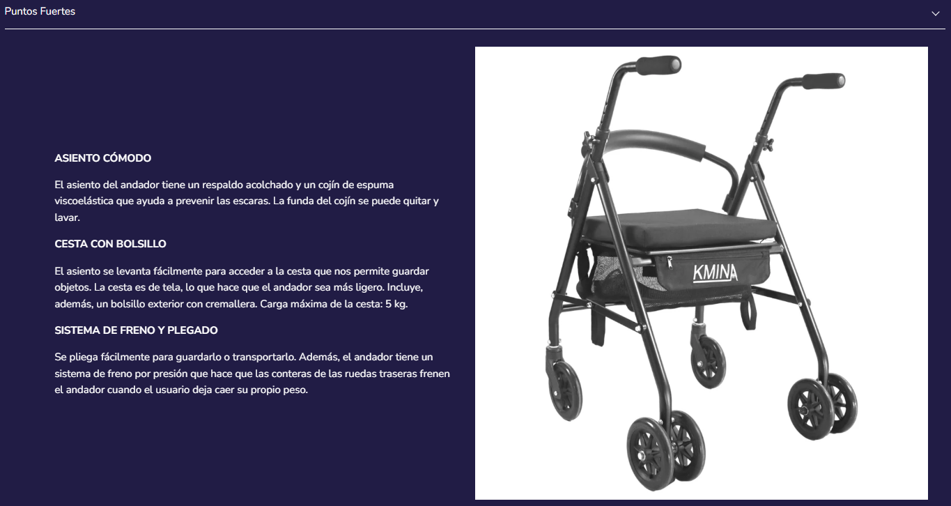 Andadores para Personas Mayores, Andador Adultos con Asiento 4 Ruedas Freno Presión Negro | KMINA | K10013