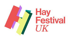 Hay Festival UK logo with colorful abstract shapes and red text.