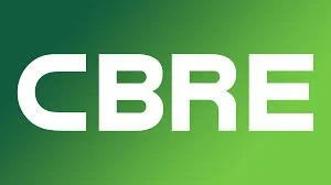 CBRE logo on green background