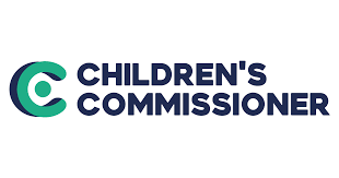 Children's Commissioner logo with a stylized 'C' icon and text in navy blue.