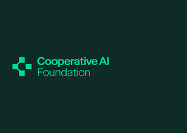 Logo of the Cooperative AI Foundation with a green cross and the foundation's name in green text on a dark background.