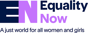 Logo with the words 'Equality Now' and the tagline 'A just world for all women and girls'.