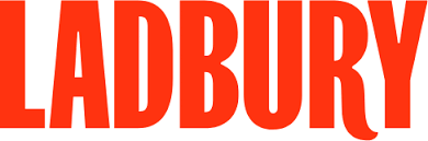 LadBury logo in bold red letters on a white background.