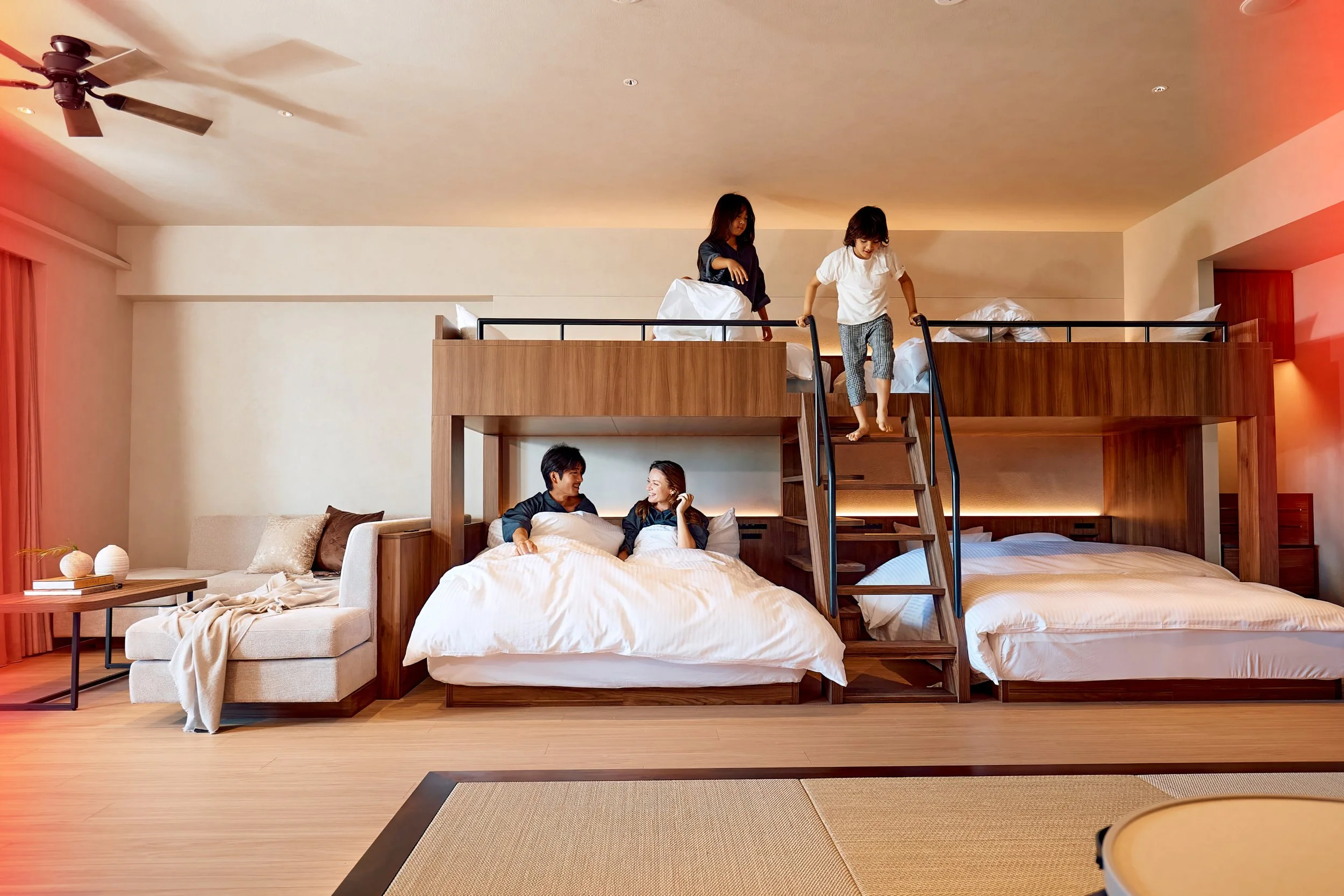 Family hotel room with bunk beds