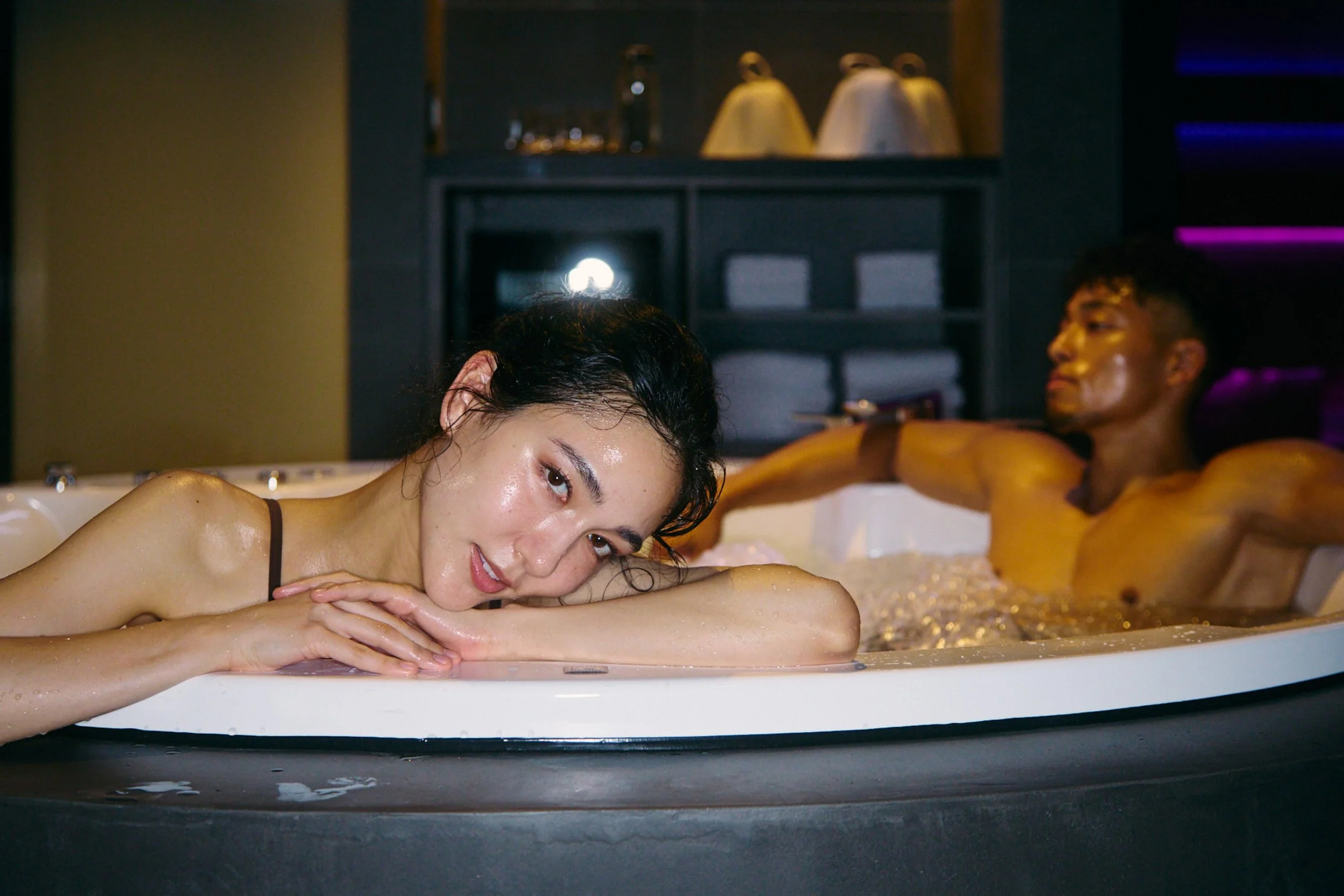 Guests relaxing in hotel spa area