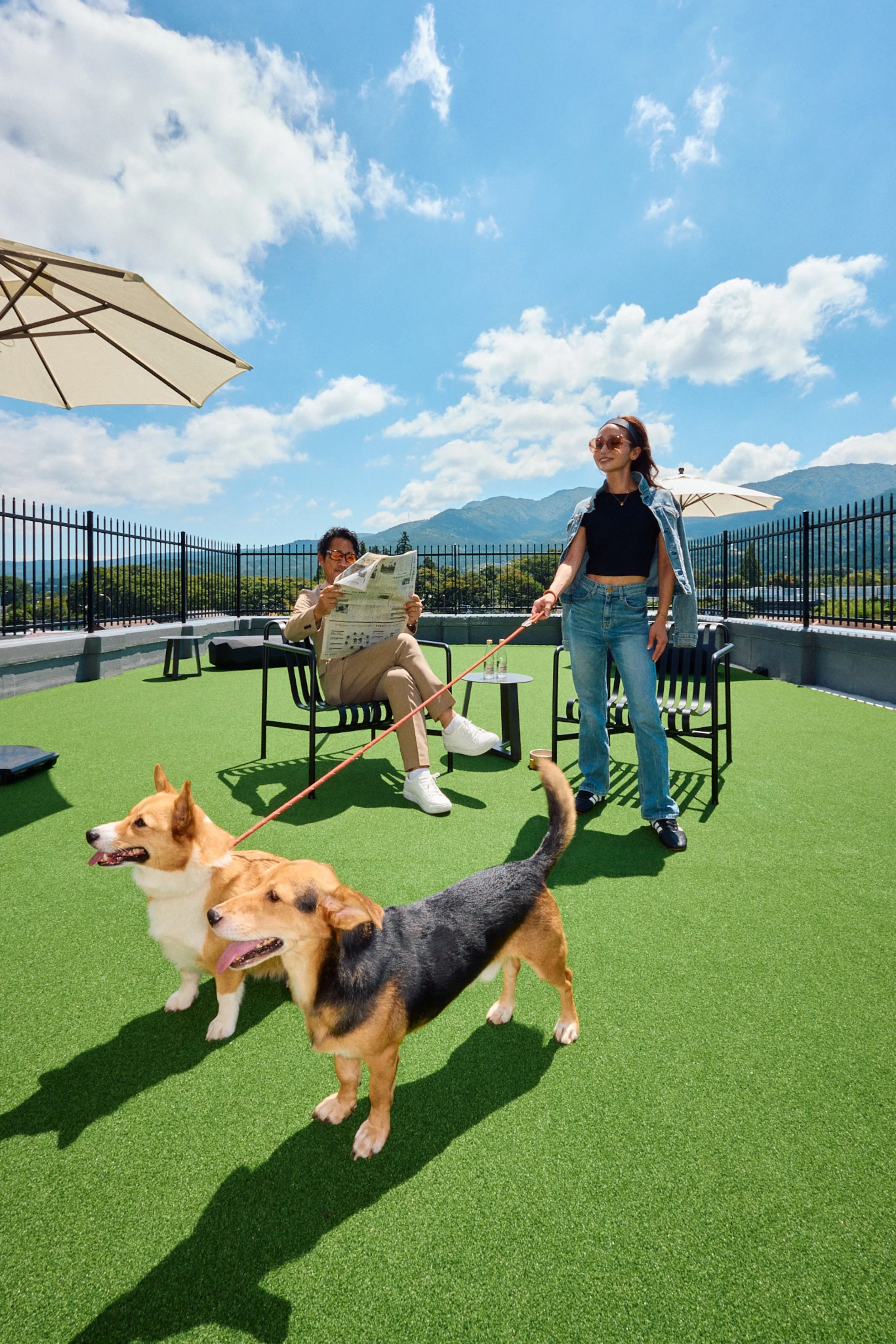 Guests enjoying hotel outdoor terrace