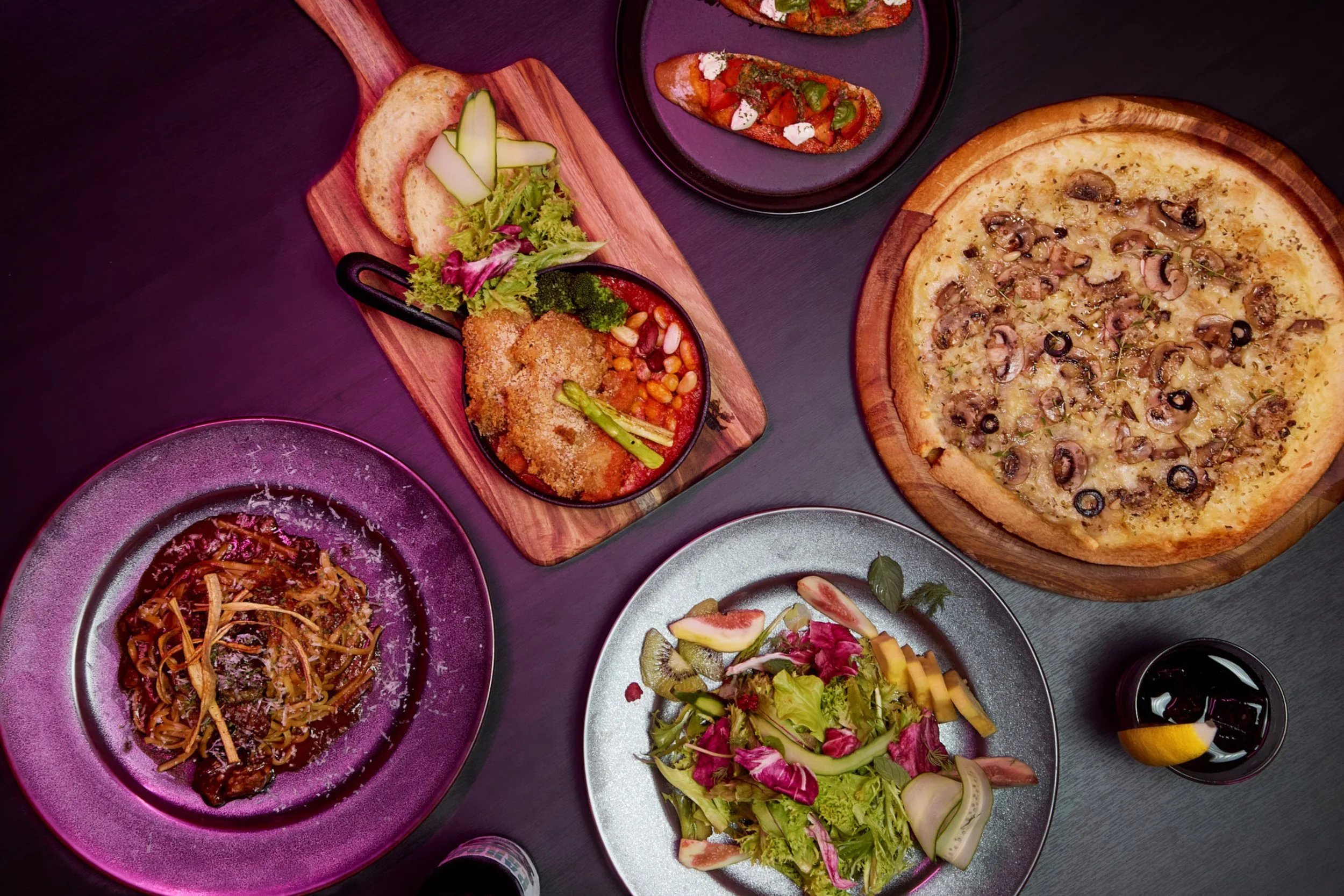 Hotel restaurant dishes served on table