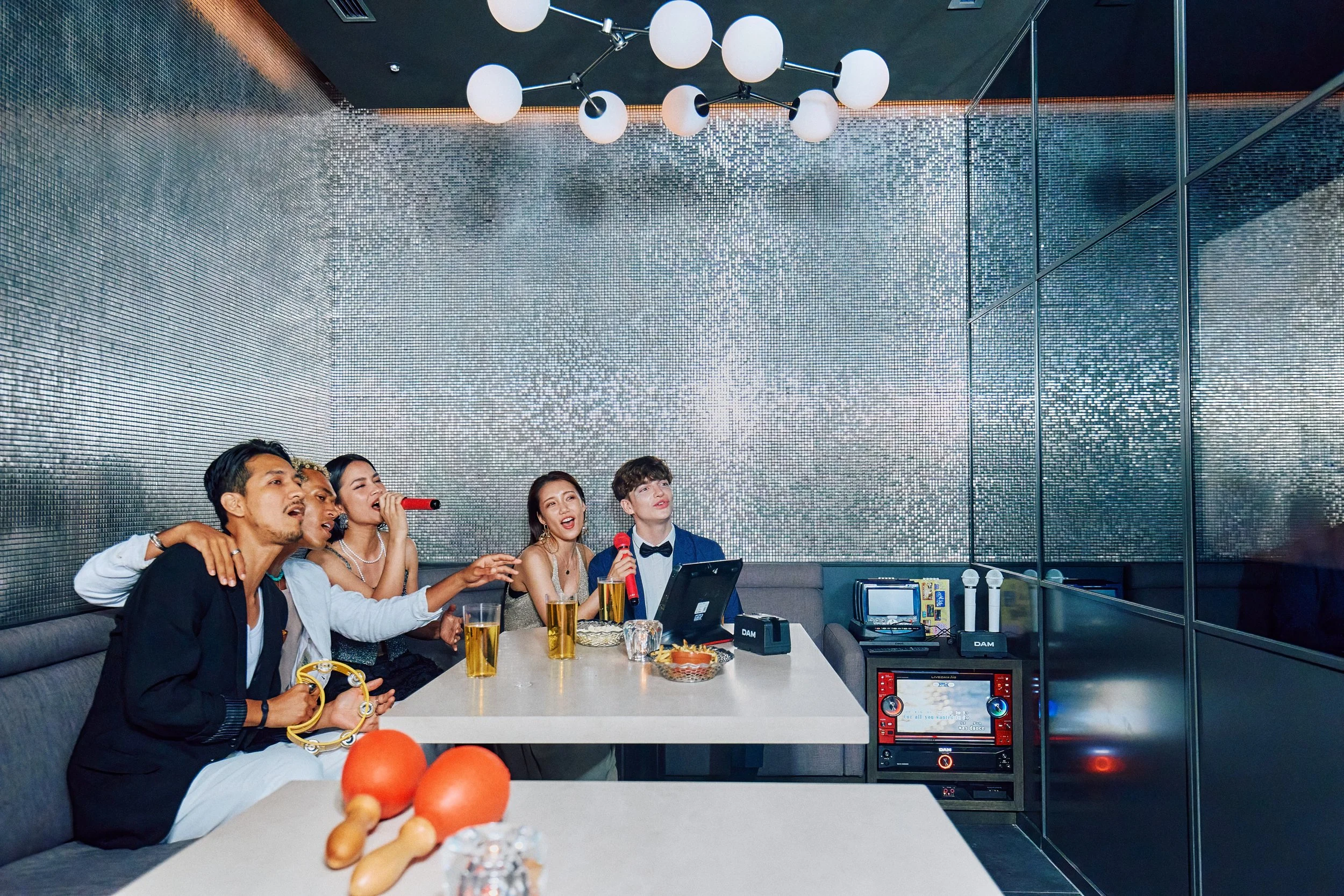 Hotel restaurant interior with dining tables and warm lighting