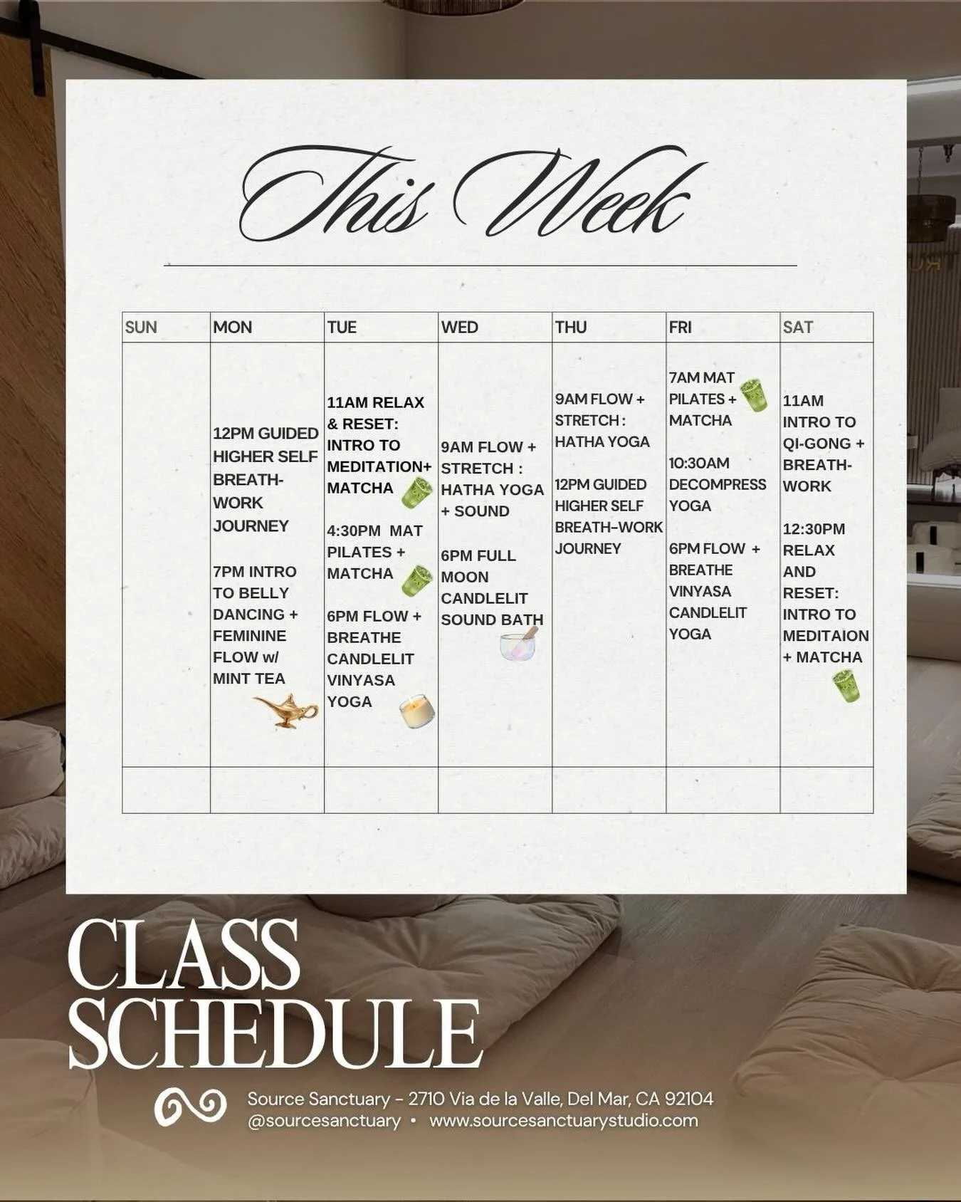 This week at Source Sanctuary! Join us !! 🔗 in Bio ✨