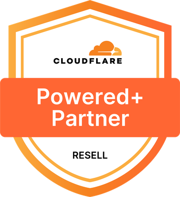 Cloudflare Powered+ Partner badge