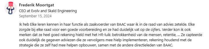 Recensie op LinkedIn over Elke Mertens van BimBam Archeologie over haar professionele ervaring en vaardigheden.