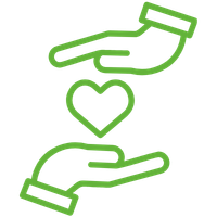 Eén van de kernwaarden van BimBam Archeologie is burgerzin. Je ziet twee handen die een hart koesteren.