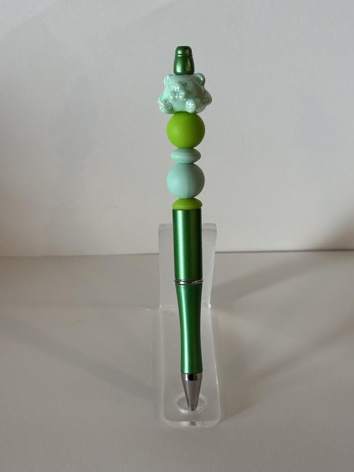 Green Bear Beaded Pen